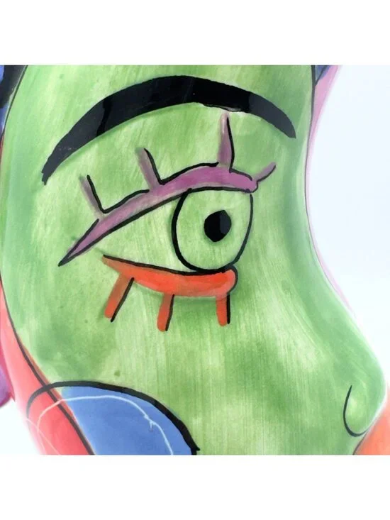 Muzeum Abstract Picasso Inspired Hand Painted Ceramic Candlestick Holder 10" - Picture 4 of 12